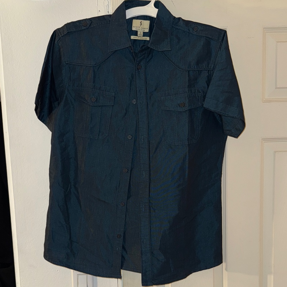 Men's Casual Button Down Shirt - Blue